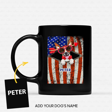 Personalized Dog Gift Idea - Dog With Red Bow And An Arrow For Dog Lovers - Black Mug